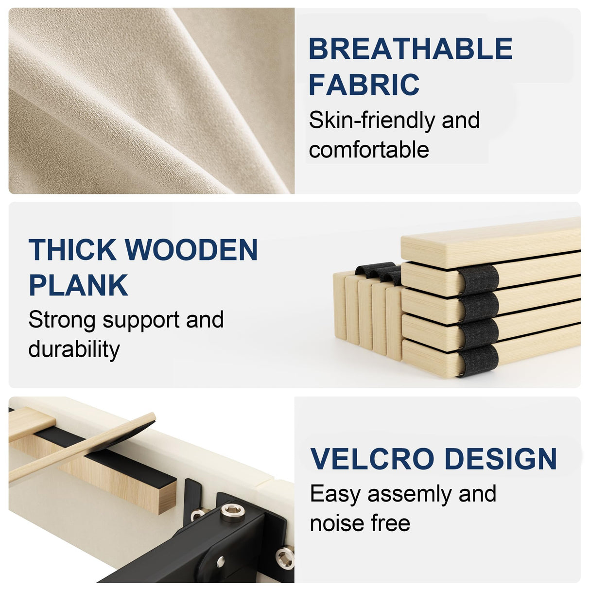 Full Bed Frame with Headboard and Wingback, Velvet Upholstered Platform Bed, Mattress Foundation with Wooden Slat Support, No Box Spring Needed, Easy Assembly, Noise Free, Beige Sismplly