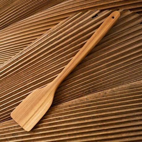 FAAY 18" Teak Long Wooden Spatula, Heavy Duty Stir Paddle for Cooking in Big Pot, Canning, Handcrafted from High Moist Resistance Teak, Wooden Spoon Flat for Brewing, Grill, Mixing, Stirring, Decor FAAY