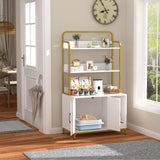 Easycom Cat Litter Box Enclosure Furniture with Shelves, Indoor Litter Box Furniture, Hidden Litter Box with Storage, Wooden Cat House with Cat Scratching Pad, Fit Most Cat Litter Box EasyCom