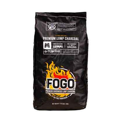 FOGO Premium Oak Restaurant Grade All-Natural Hardwood Medium and Small Sized Lump Charcoal for Grilling and Smoking, 17.6 Pound Bag