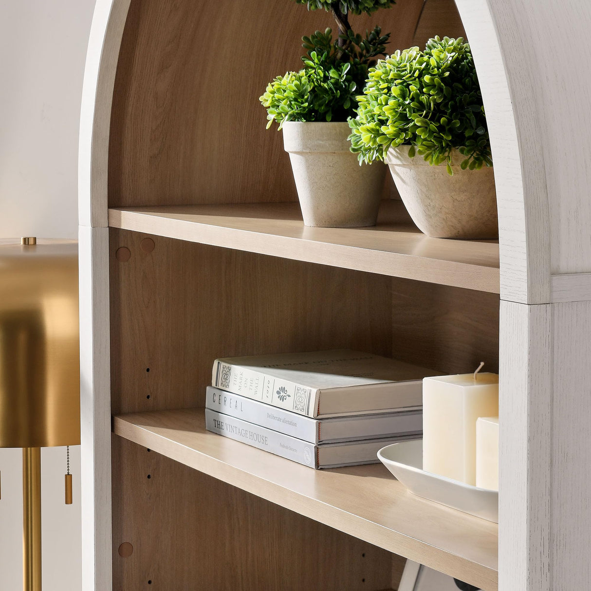 Modway Nolan Tall Arched Storage Display Cabinet in Ivory - 74 Inch Arch Bookshelf with Open and Closed Shelving - Modern Accent Cabinet for Living Room, Dining Room Modway