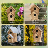 NATUREYLWL Bird Houses for Outside-2 Hole Wooden Outdoor Bird House,Wild Bird Box House,Nesting Box Birdhouse,Garden Bird Roosting NATUREYLWL