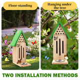 3-in-1 Butterfly House Feeder Bee House, Wooden Butterfly Houses for The Garden, Butterfly Feeders for Outdoors, Natural Butterfly Garden Kit Habitat with Puddler Beyoogeem