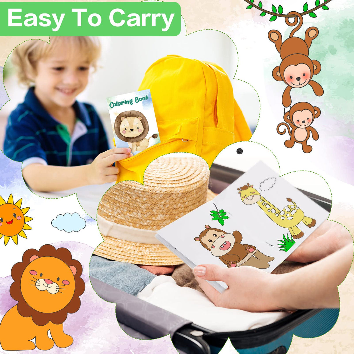 Jutom 24 Pcs Safari Jungle Animals Party Favors Coloring Books Bulk for Kids Adults Gifts Mini DIY Art Drawing Book for Home School Classroom Activity Jungle Party Supplies Jutom