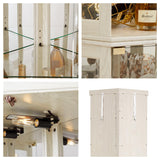 Trygoal 70" H Lighted Corner Curio Cabinet, Curio Cabinet with Tempered Glass Doors and Shelves, Corner Display Case with Light Bulb for Living Room, Dining Room, Antique White Trygoal
