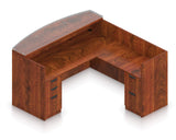 Offices To Go L Shaped Reception Desk with Glass Transaction Counter and 2 Sets of DrawersW/Drawers in (American Dark Cherry) Offices To Go
