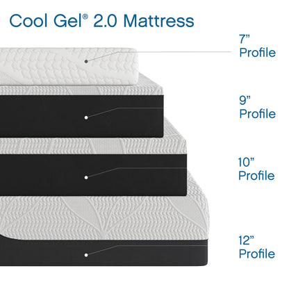 Cool Gel Chill Memory Foam 14-Inch Mattress with 2 Pillows,CertiPUR-US Certified, Mattress in a Box, King, White