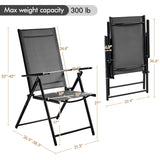 Yaheetech Patio Folding Dining Chairs Set of 2, Stackable Outdoor Lawn Chairs with 8 Adjustable Back Positions and Armrest for Garden, Lawn, Yard and Beach, Dark Gray Yaheetech