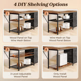 PRAISUN 53" L Shaped Desk with Power Outlets and USB-C Port, Reversible Computer Corner Office Desk with 4 Fabric Drawers and 2 Height-Adjustable Shelves, Large for Gaming Writing Study, Rustic Brown PRAISUN