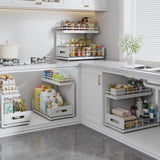 Biboraya 2 Pack Under Sink Organizer with Smooth Ball Bearing Slides,2-Tier Pull Out Cabinet Storage,Slide Out Drawers for Bathroom&Kitchen,Under Sink Shelf,Rust-resistant Coating,Height Adjustable Biboraya
