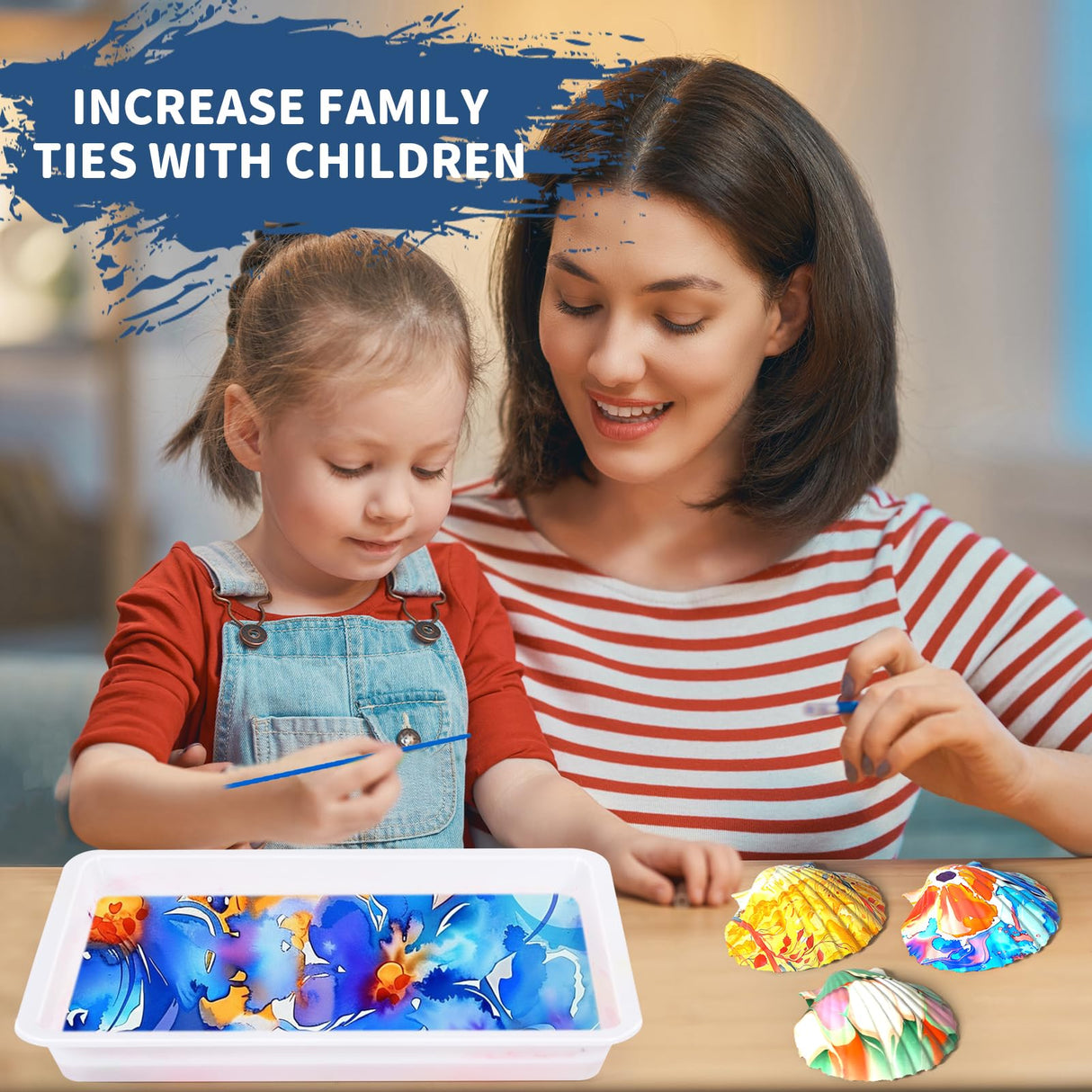 Ci Vetch Water Marbling Paint Kit for Kids, Arts & Crafts, Non-Toxic, Age 3-12, Includes 6 Colors, 10 Sheets, Tools, 12 Shells, 2 Display Boxes Ci Vetch