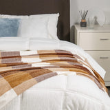 RECYCO Buffalo Paid Chenille Throw Blanket for Couch, Soft Cozy Decorative Buffalo Check Blanket Throw with Tassels for Bed Sofa, Lightweight Chenille Knitted Throw, Plaid Brown Off White, 50'' x 60'' RECYCO