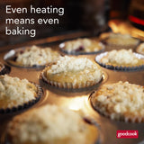 GoodCook MegaGrip 12-Cup Nonstick Steel Cupcake and Muffin Pan with Silicone Grip Handles, Gray GoodCook