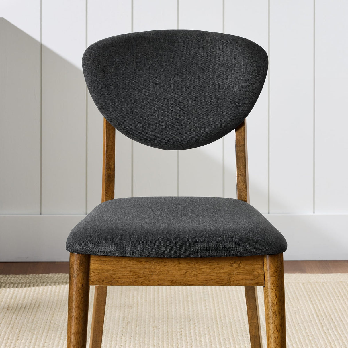 Best Choice Products Dining Chairs Set of 2, Mid-Century Modern Upholstered Wood, Armless w/Seat Cushion, Padded Backrest - Walnut/Charcoal Best Choice Products