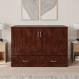 AFI, Southampton Murphy Bed Chest Full with 6" Mattress, Built-in USB Charger & Storage Drawer, Walnut AFI