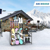 Freestanding Snowboard Rack - 4 Pair Ski, 3 Pack Snowboard, Boot, Pole, Goggles, Helmet Rack for Garage, Shed, Basement Lurgno