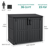 YITAHOME Light Gray Resin Tool Shed, 36 Cu Ft Waterproof Outdoor Horizontal Storage, Weather-Resistant Utility Shed with Air Vent for Trash and Lockable Doors, Garden Tools YITAHOME