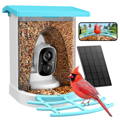 isYoung Birdlook® Smart Bird Feeder with Camera,2K HD Dual Granary Bird Feeder Camera, AI Auto-Capture & Motion Detection, 5W Solar, 170° View, AI Identify 16000+ Birds,Ideal Gift for Bird Lovers. isYoung