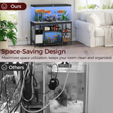 MAHANCRIS 55-75 Gallon Fish Tank Stand with Power Outlet, 3-Tier Metal Frame Aquarium Stand, Heavy Duty Reptile Terrarium Tank Stand, 52.0" L x 19.7" W x 29.9" H, 800 LBS Capacity, Black FTBK55E01 MAHANCRIS