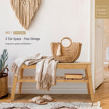 Nnewvante Bamboo Entryway Bench, 33.46" End of Bed Bench for Bedroom, 2 Tier Modern Indoor Bench for Living Room, Dining Room, Hallway, Holds up to 300lbs Nnewvante