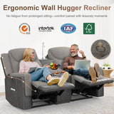 Dresegmt Loveseat Recliner, Manual Reclining Loveseat Sofa with Reading Light, Chic Blend Style Sofa, Storage Console, Cup Holders, USB Ports, Fabric & PU Leather, Recliner Couch for Living Room/RV Dresegmt