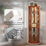 CKEASEAN Corner Curio Cabinet, 70" H Lighted Glass Display Cage with Tempered Glass Doors and Adjustable Shelves, Bulb Inclued, Wine Bar China Cabinet for Living Room Liquor Storage (Dark Oak) CKEASEAN