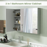 LDAILY Moccha Bathroom Mirror with Storage - Medicine Cabinet, Frameless Bathroom Wall Cabinet with 3 Doors and Shelves, Over Toilet Storage Cabinet, Recessed or Surface Mount Installation LDAILY
