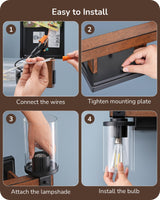 EDISHINE Farmhouse Vanity Lights for Bathroom, 2-Light Bathroom Vanity Light Fixtures Over Mirror, Painted Wood Bath Wall Sconces Lamp with Clear Glass Shade for Bathroom, Powder Room EDISHINE