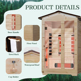 BNEHS Outdoor Sauna 2 Person,Full Spectrum Infrared Sauna,Home Sauna with 10 Minutes Warm Up Heating Tubes & Panels,Personal Wooden Sauna Room with Bluetooth Speaker,2050Watt BNEHS