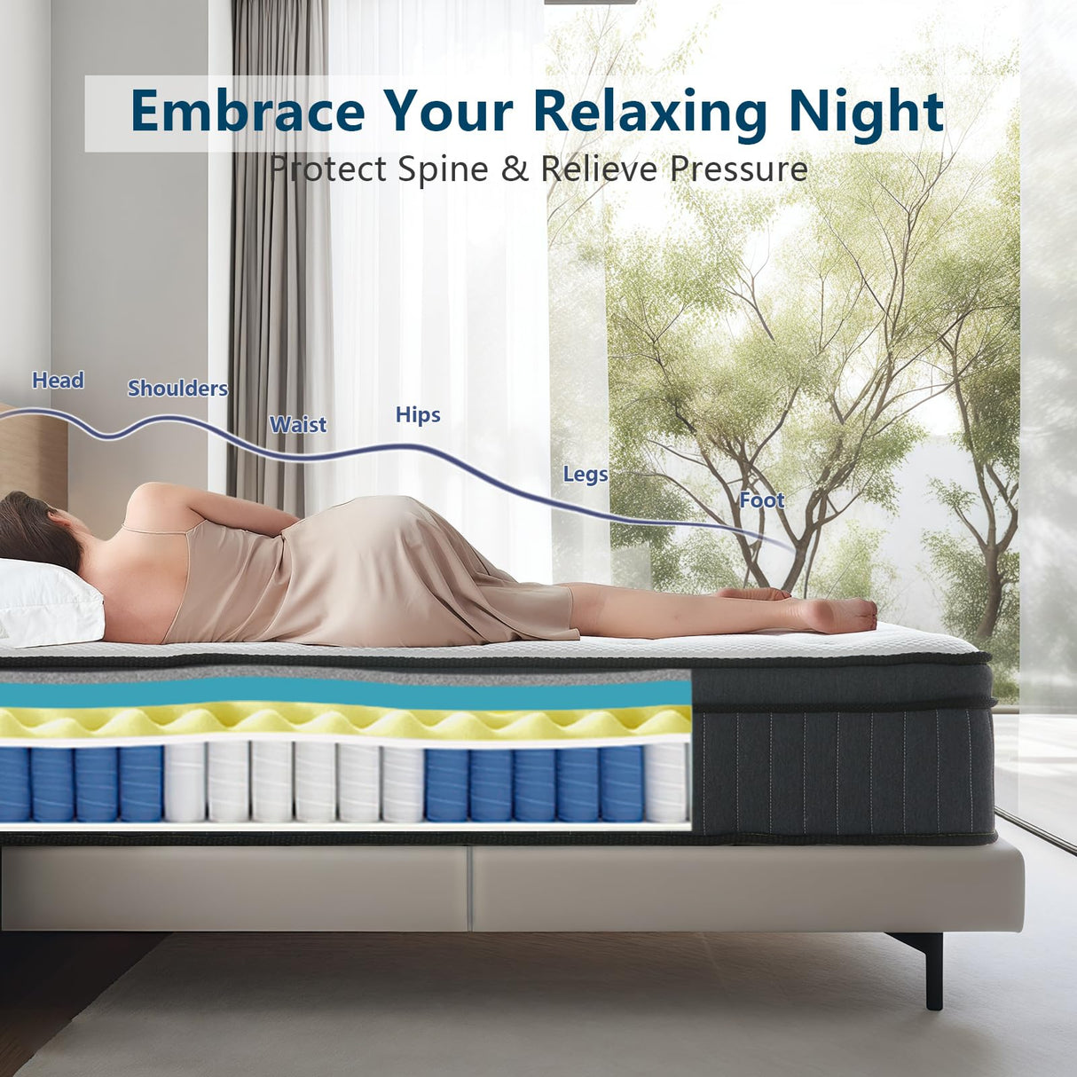 sofree bedding Full Size Mattresses, 12 Inch Memory Foam Hybrid Mattress, Pocket Spring Full Mattress in a Box for Motion Isolation, Strong Edge Support, Pressure Relief, Medium Firm, CertiPUR-US sofree bedding