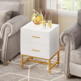 Tribesigns 2-Drawer Nightstand, Modern Fluted Night Stands Bed Side Table with Storage, Wood End Table Accent Table for Bedroom, Living Room, Small Spaces, White Tribesigns