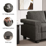 COPIAE 3 Seater Sofa Couch with Deep Seat, 90" Modern Upholstered Sofa with Armrests, Easy Installation, Comfy Couches for Living Room, Apartment, Gray COPIAE