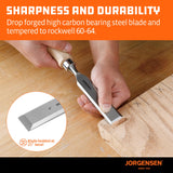 Jorgensen 4-Piece Wood Chisel Set, Chromium Alloy Steel Beveled Edge Wood Chisels, Wood Chisels for Woodworking, Ergonomic Hardwood Handle with Metal Ferrule, 1/4", 1/2", 3/4", 1" Jorgensen