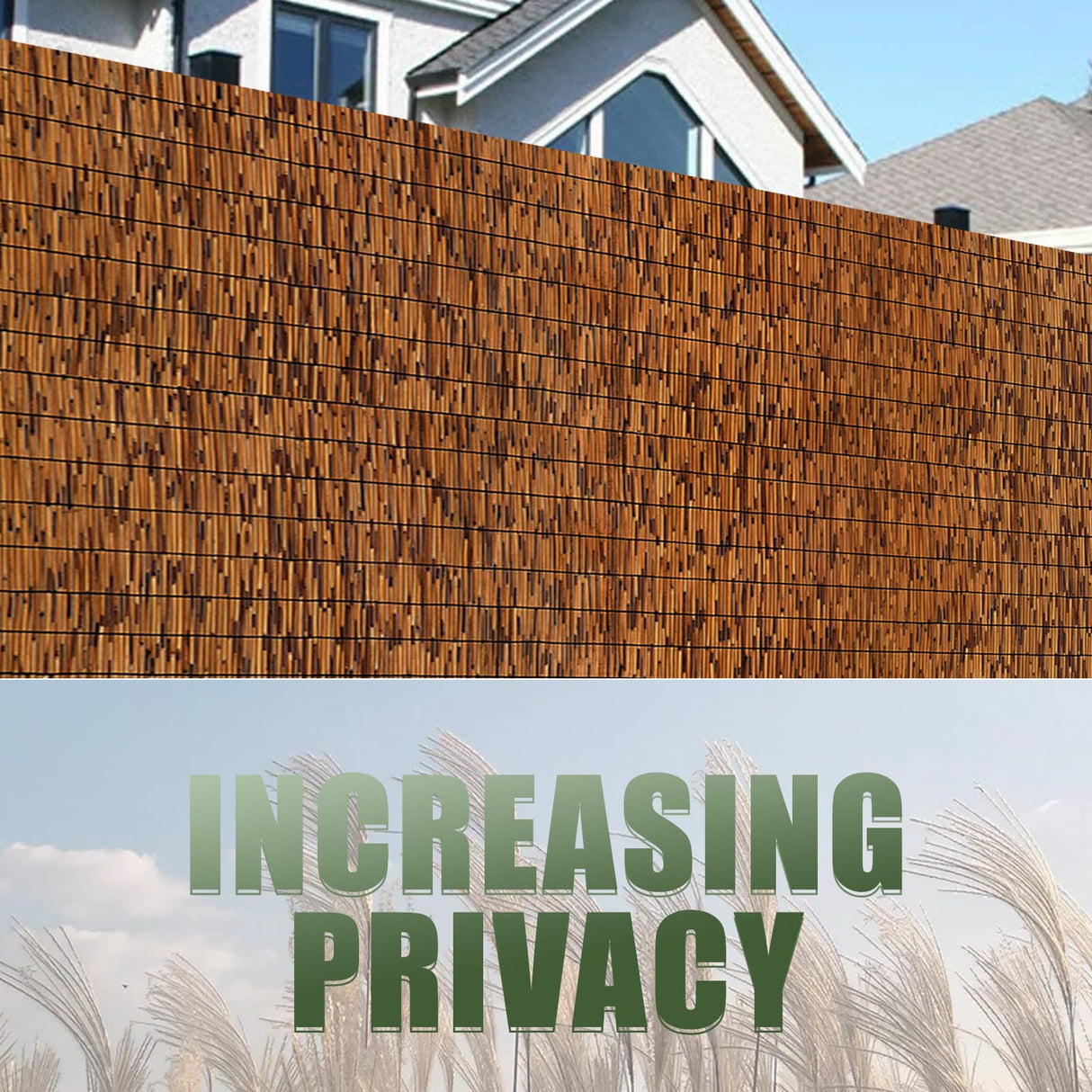 MOOKNAT 2 Pack Natural Reed Fence Roller Blind,4FT X 16.4FT Bamboo Fencing Privacy Reed Screening for Outdoor, Gallery, Restaurant, Hotel, Patio (Brown) MOOKNAT