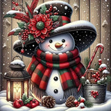 Winter Snowman Light Flower Diamond Art Kits for Adults, 5D Diamond Painting Kits for Adults Beginners, DIY Full Round Drill Diamond Dot Painting Gem Art Kits for Adult, Home Wall Decor 13.8x13.8 Inch VCLKDIY