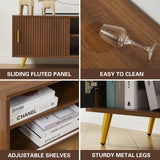 COSVALVE 71" TV Stand for 65/75/80 Inch TVs, Free Combination Walnut Entertainment Center for Living Room, Modern with Fluted Panel, Storage Cabinets, Adjustable Shelves & Metal Legs COSVALVE