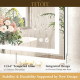 TETOTE LED Bathroom Mirror 24 x 30 Inch Lighted Bathroom Vanity Mirror with Lights, Brighter Frontlit and Backlit Light up Anti Fog Mirror, 3-Color Dimmable, Shatterproof Tempered Glass, Waterproof TETOTE