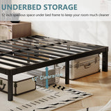 Viisari King Bed Frame 14 Inch Metal Bed Frame King Heavy Duty Platform No Box Spring Needed Easy Assembly Noise Free Black 4005-14B Viisari