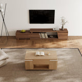 homary Natural Lift Top Coffee Table with Hidden Storage, 3 in 1 Multi-Function Modern Folding Center Table with 4 Stools and Casters homary