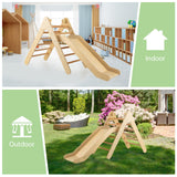 Olakids Toddlers Triangle Climber, 2 in 1 Montessori Kids Wood Climbing Toy with Ramp, Ladder, Slide for Gym Playground, Indoor Baby Climb Play Structure Activity Set for Boys Girls 1-3 Olakids