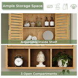 FORABAMB Bathroom Wall Storage Cabinet, Bamboo Medicine Cabinet with Doors and Adjustable Shelves, Bathroom Medicine Cabinet Wall Mount, Wall Mounted Over-The-Toilet Storage Cabinet FORABAMB