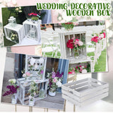 Soaoo 3 Pieces Decorative Wood Crates for Party Display, Large Rustic Wooden Nesting Storage Crates with Handles for Wedding Birthday Home Party Decoration(Rustic White) Soaoo