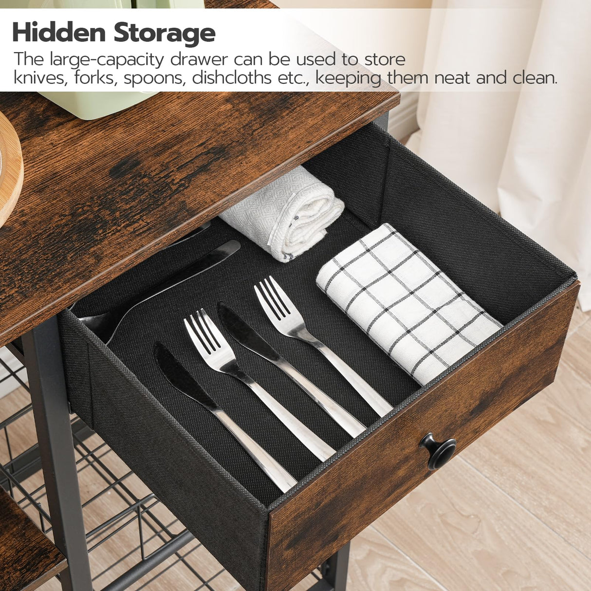 HOOBRO Rustic Brown and Black 5-Tier Bakers Rack with Power Outlets, Microwave Stand, and Storage Baskets HOOBRO