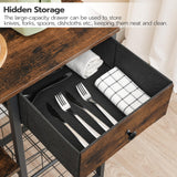 HOOBRO Rustic Brown and Black 5-Tier Bakers Rack with Power Outlets, Microwave Stand, and Storage Baskets HOOBRO