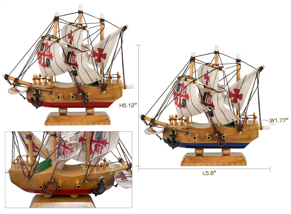 AILINGSTORY Wooden Pirate Ship Model Sailboat Decor Set of 2 Pack HOME DECOR SAILINGSTORY