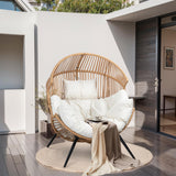 JAMFLY Egg Chair Outdoor Wicker Patio Chair, Oversized Lounger Chair with Cushion Egg Basket Chair for Indoor Living Room Bedroom Outside Patio Backyard Balcony JAMFLY