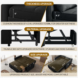 DWVO 55" Convertible Sofa Bed, 3-in-1 Sleeper Sofa with Pull-Out Bed, Linen Futon Couch with Adjustable Backrest and Side Pocket, Modern Loveseat for Living Room Apartment, Balck DWVO