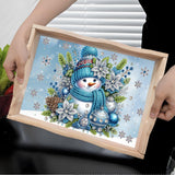 DIY Diamond Art Painting Wooden Tray Kit With Handle, Food Tray for Breakfast, Bar Dinner Table Decoration, Diamond Dots Gem Painting Art Set for Beginners-Snowman1 WoodArtSupply