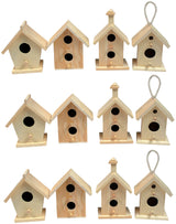 Creative Hobbies 12 Pack of Wooden Bird Houses to Paint, Unfinished DIY Design Your Own Great for Crafts, Weddings, Bible Camp and More! Creative Hobbies