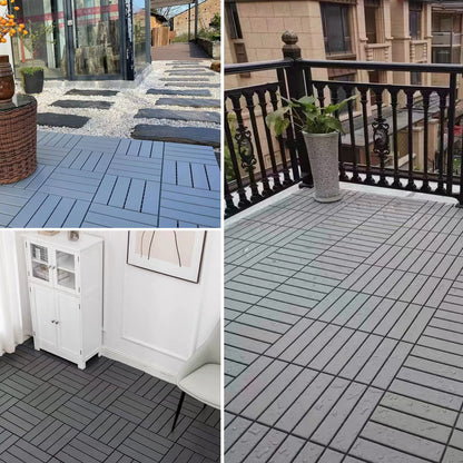 Interlocking Deck Tiles, 12 PCS 12"" x 12"" Patio Tiles Waterproof Plastic Outdoor Flooring Covering All Weather for Walkway Front Porch Poolside Balcony Backyard （Grey